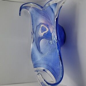 Murano Elegant Blue Glass Art Bowl